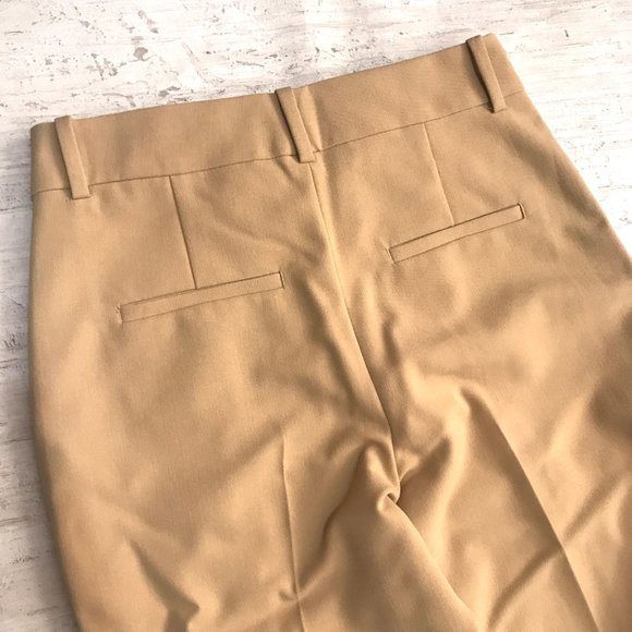 ZARA FLARED MID-RISE CAMEL WIDE LEG PANTS - Picture 8 of 13